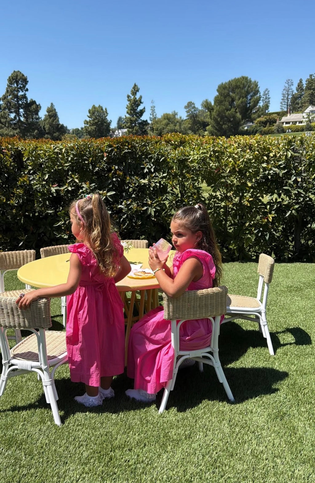 Kids Yellow Rattan Round Table