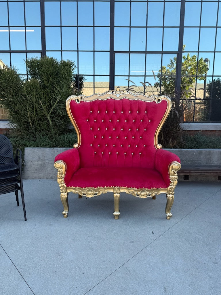 Adult Double Red/Gold Royal Throne Sofa