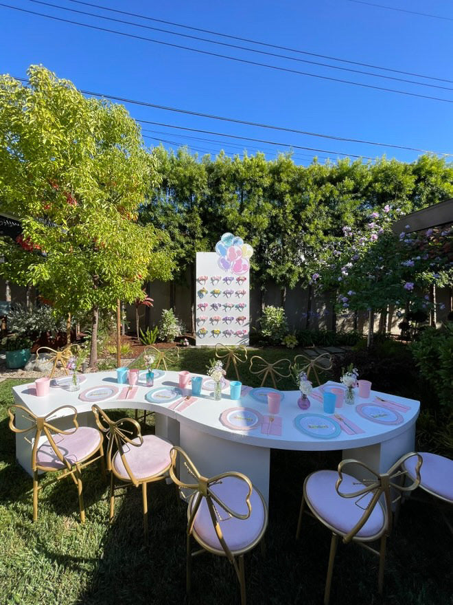 Kids Light Pink Metal Bow Chair