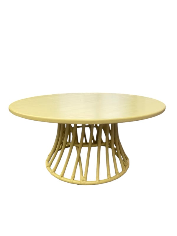 Kids Yellow Rattan Round Table