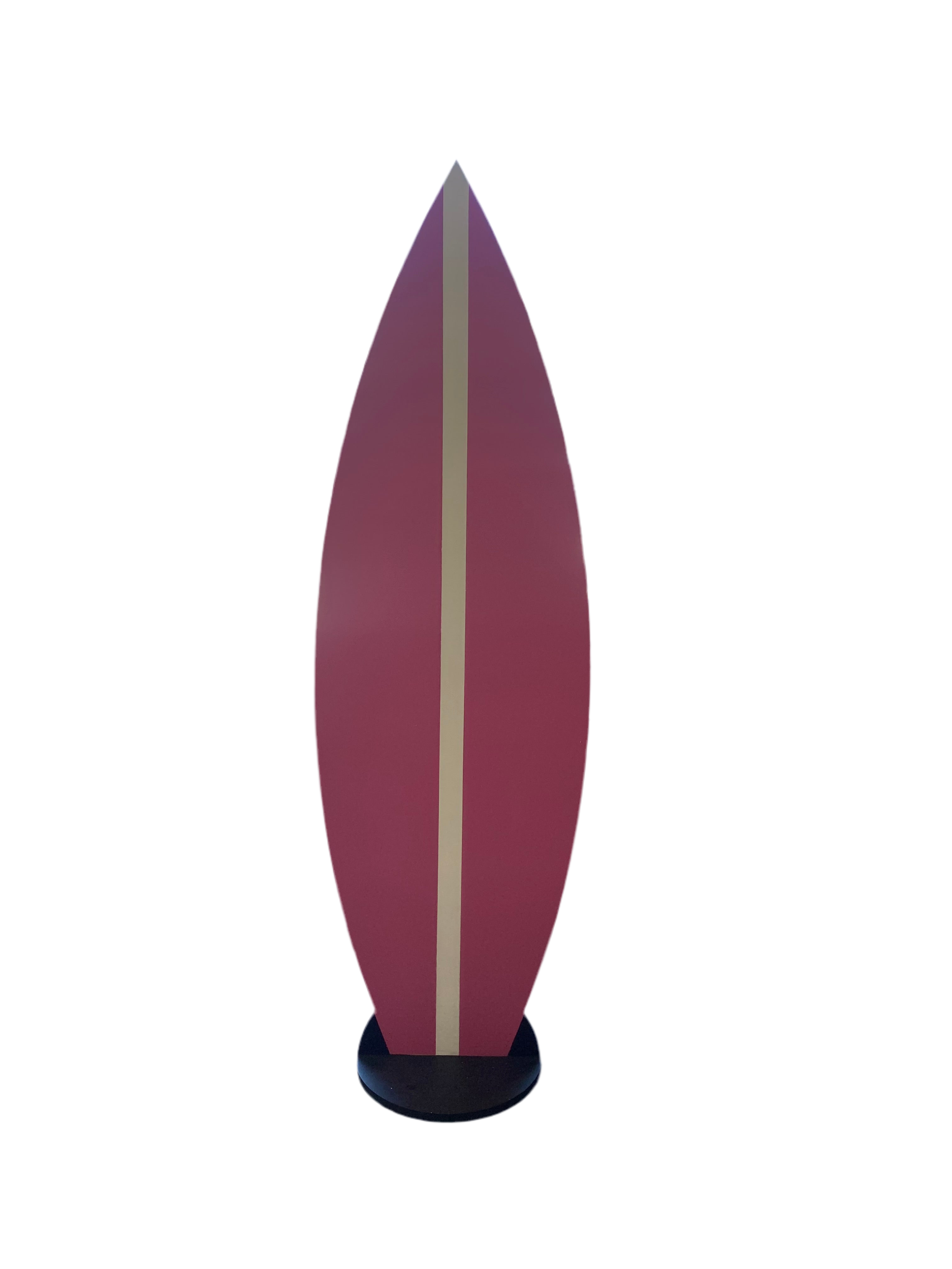 Wooden Hot Pink & White Stripe Surf Board Cut Out