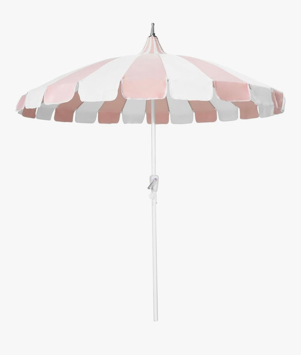 Large Pink & White Umbrella With Base