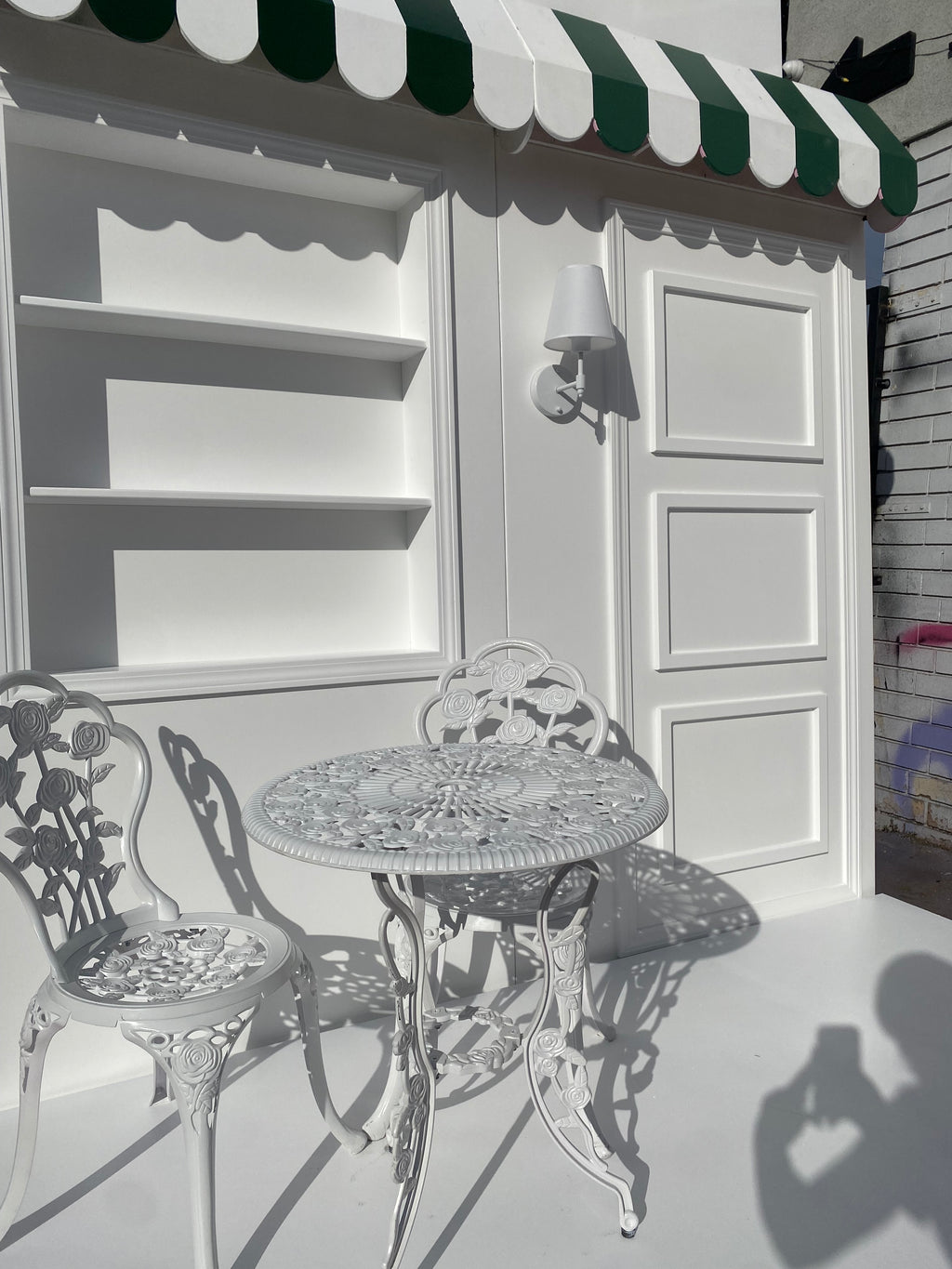 White Store Front With Custom Signage & Interchangeable Color Awning Package
