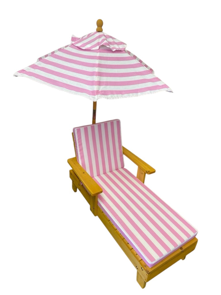 Kids Light Pink & White Striped Chaise Lounge