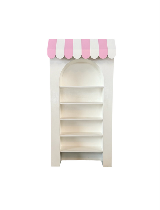3D Light Pink & White Awning White Arch With Shelves