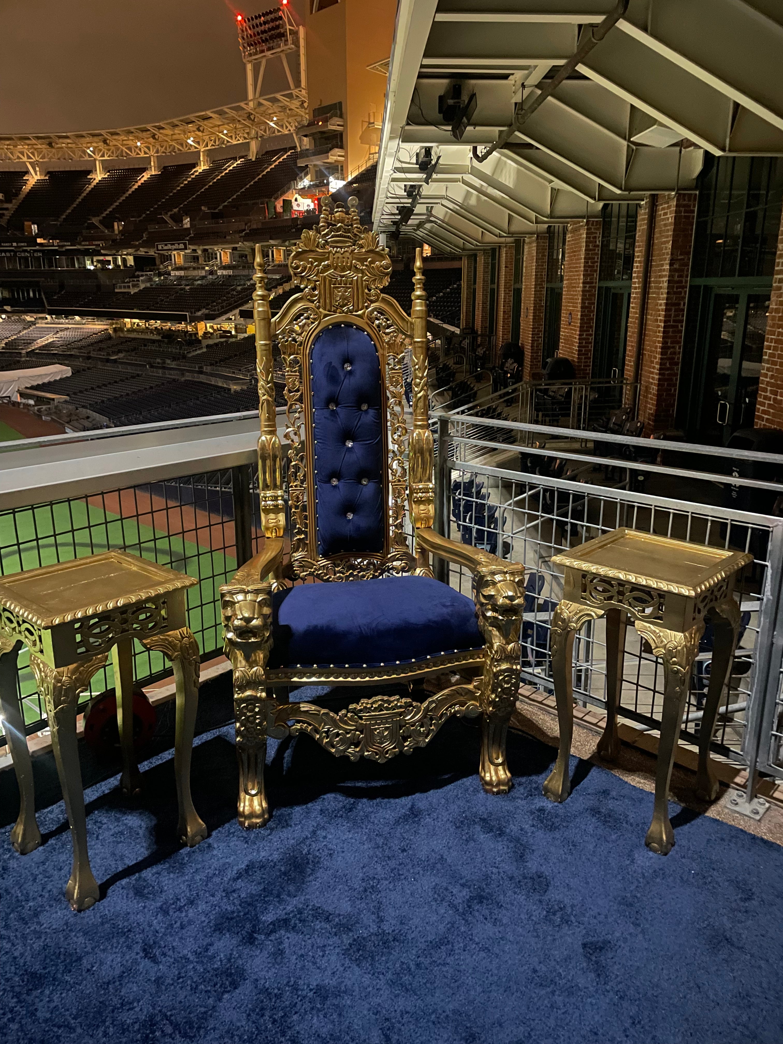 Adult Raja Royal Blue /Gold Royal Throne Chair