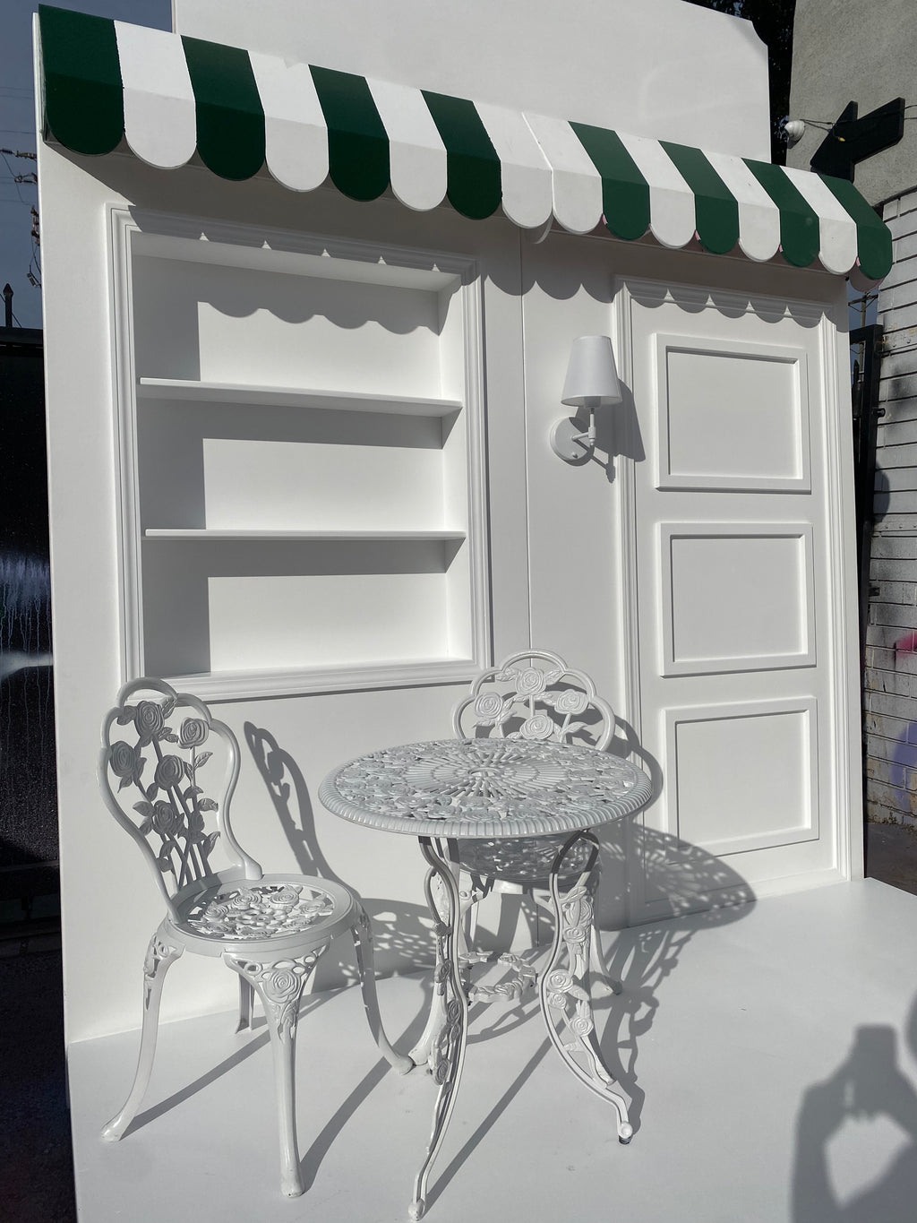White Store Front With Custom Signage & Interchangeable Color Awning Package