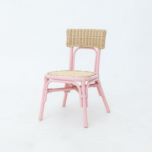 Kids Light Pink Bamboo Rattan Chair