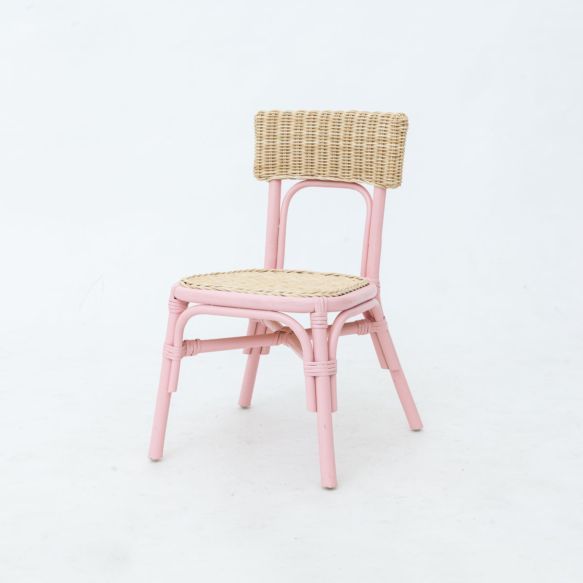 Kids Light Pink Bamboo Rattan Chair