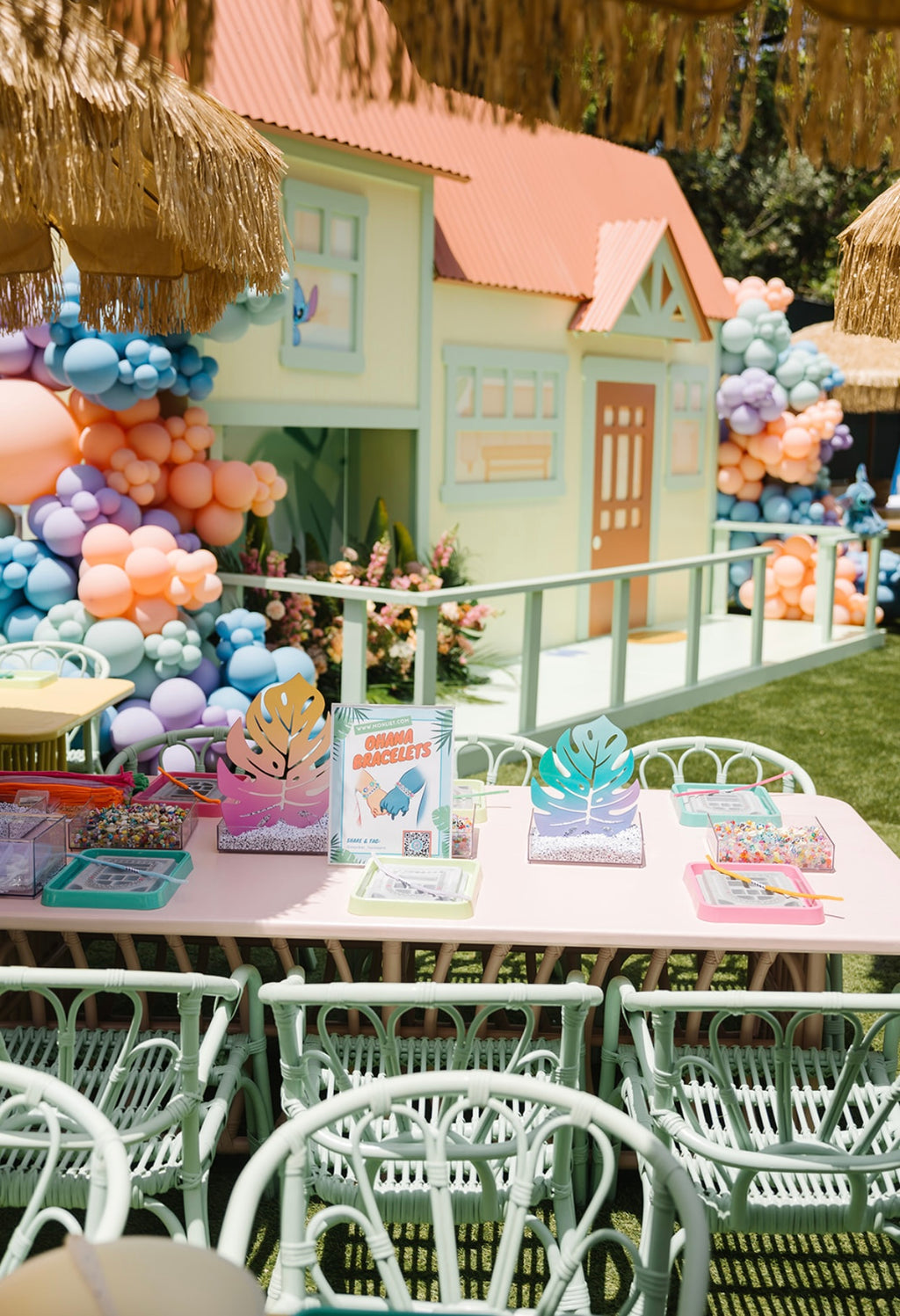 Kids Teal Flower Rattan Chair