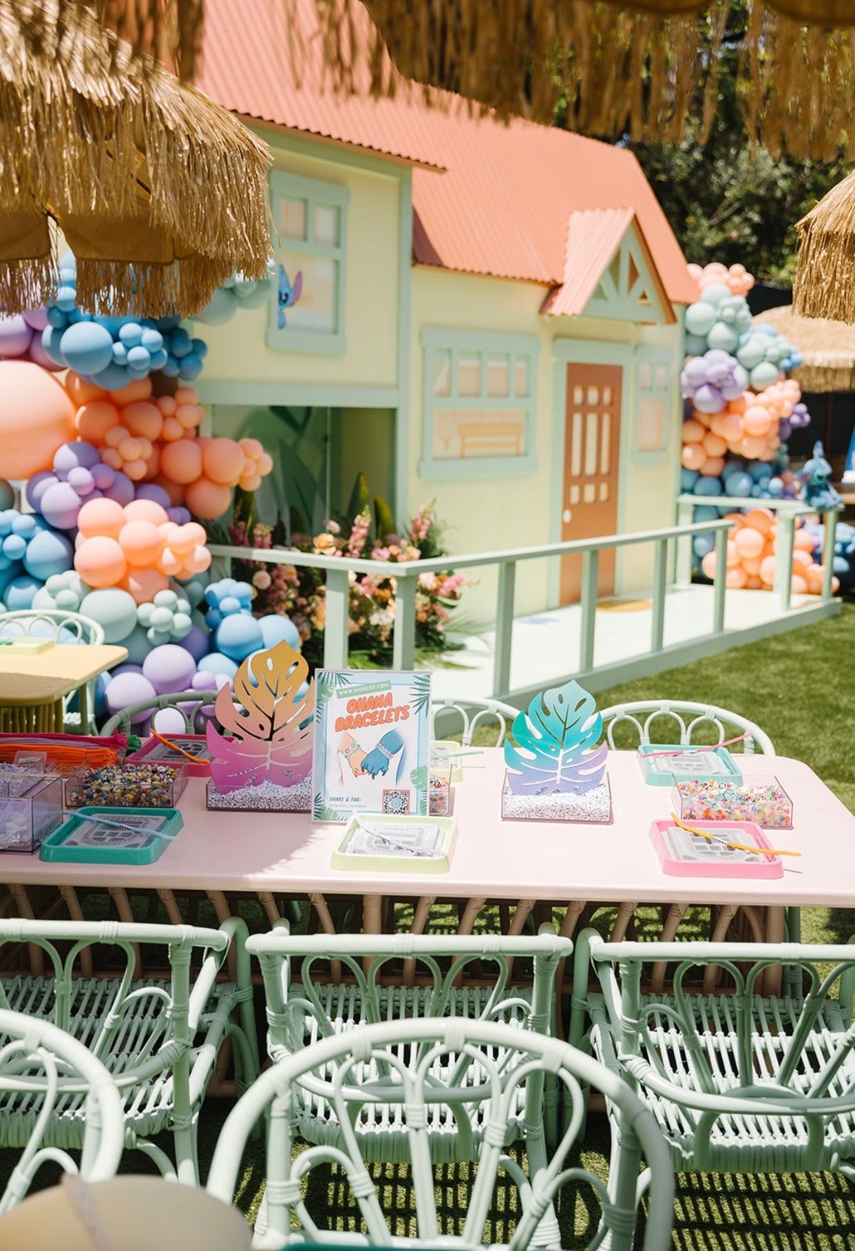 Kids Teal Flower Rattan Chair