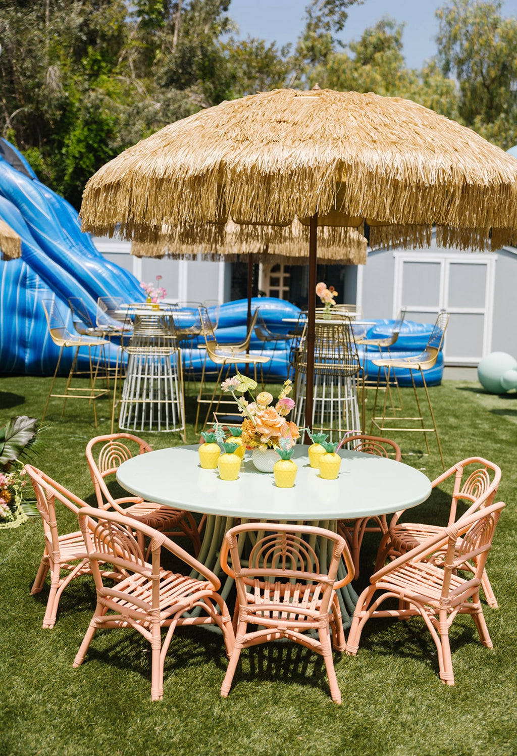 Kids Peach Rattan Rainbow Chair