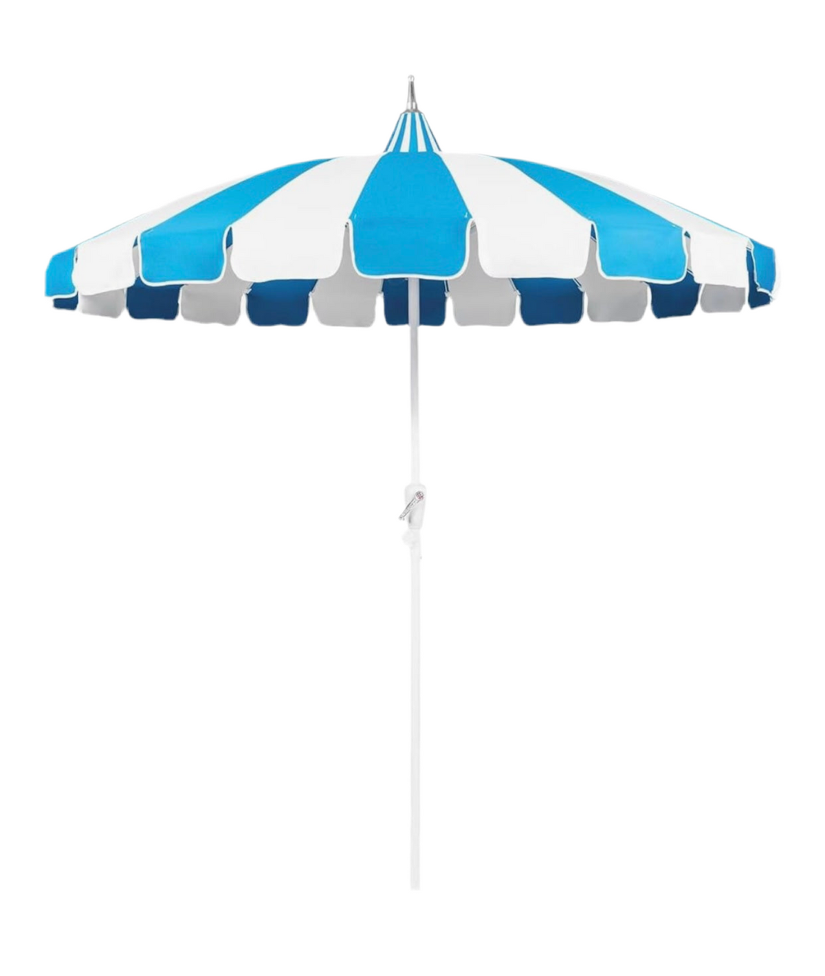 Large Teal & White Umbrella With Base