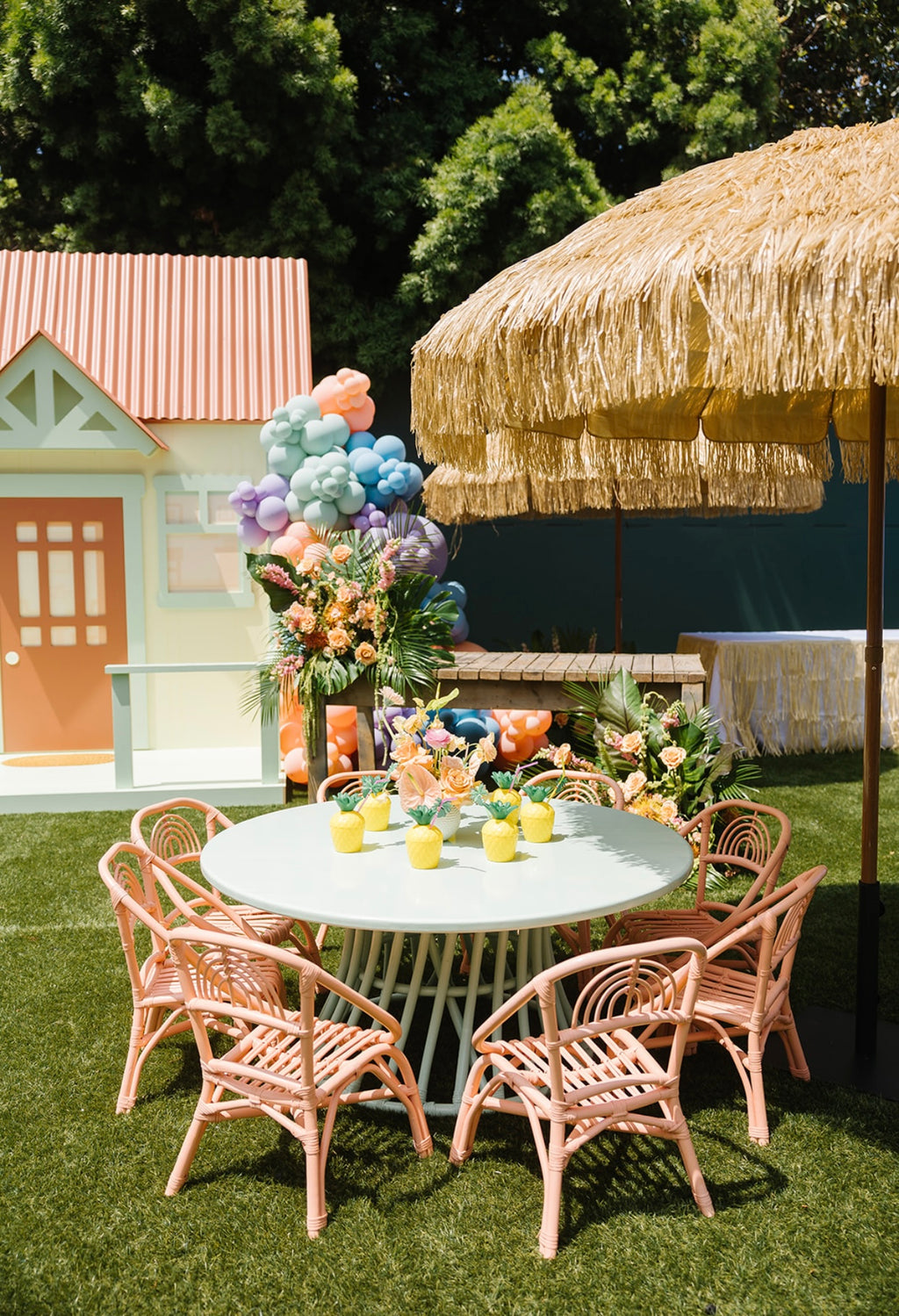 Kids Peach Rattan Rainbow Chair