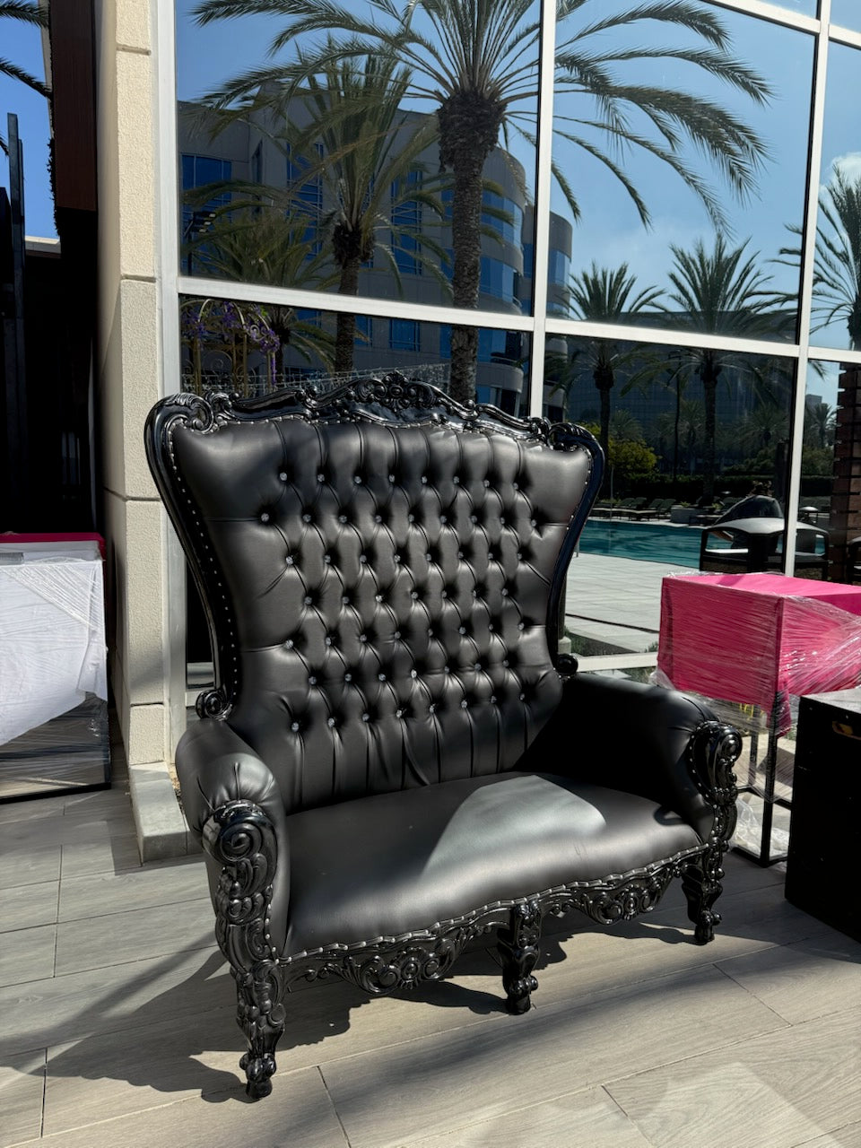 Adult Double All Black Royal Throne Sofa