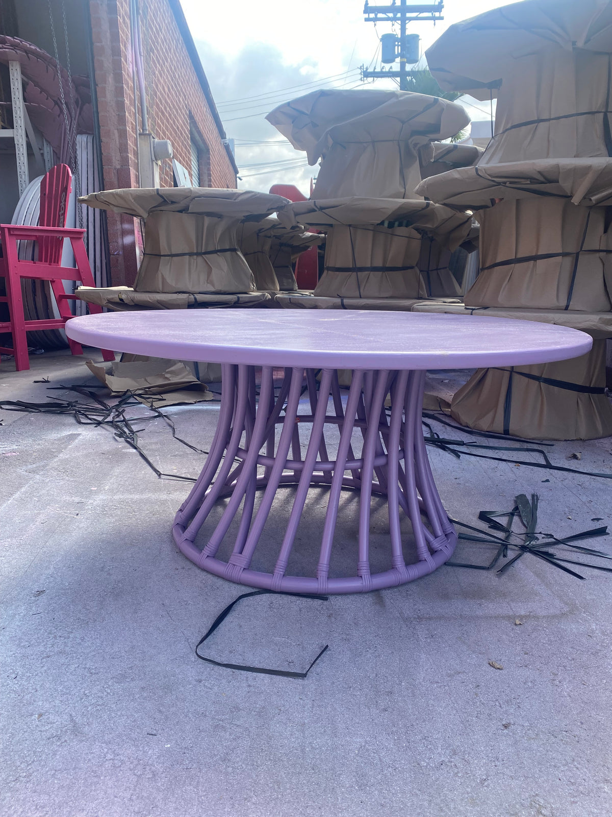 Kids Lavender Rattan Round Table