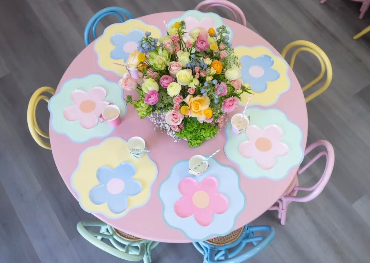 Kids Light Pink Rattan Round Table