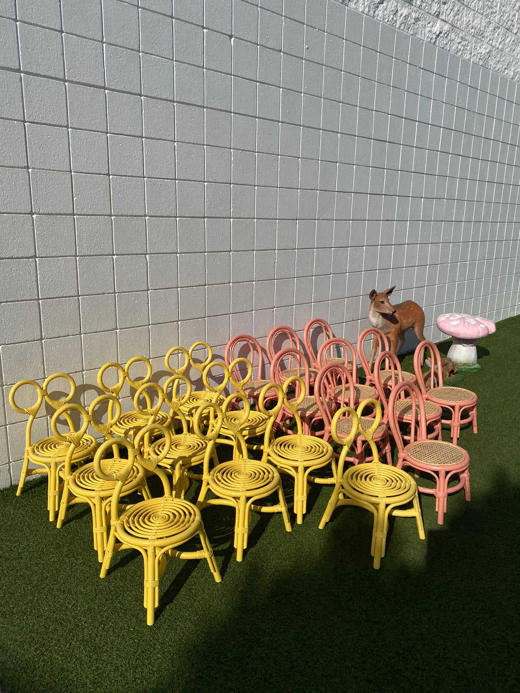 Kids Yellow Rattan Bow Chair