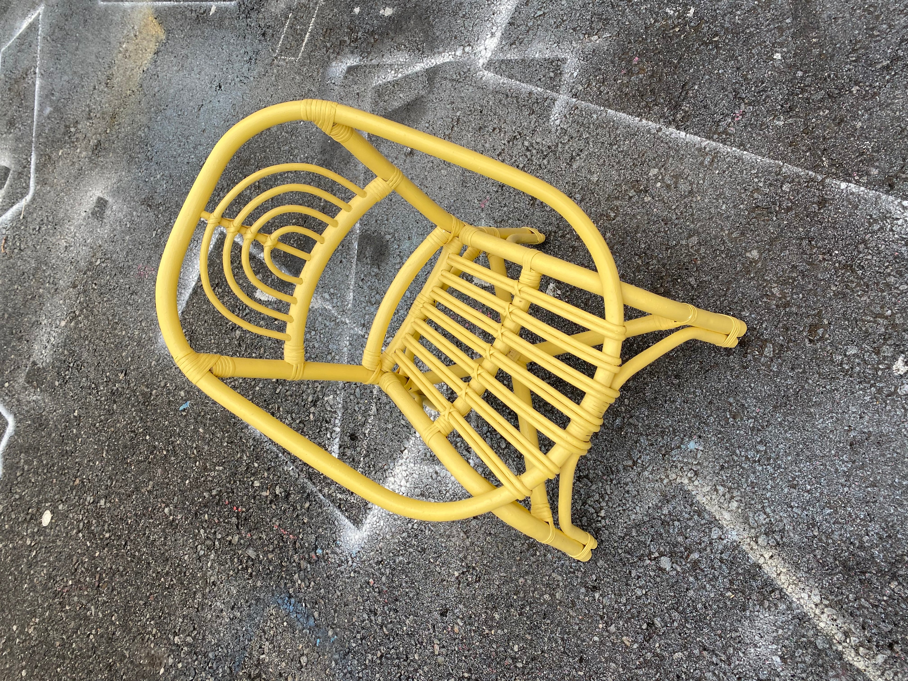 Kids Yellow Rattan Rainbow Chair