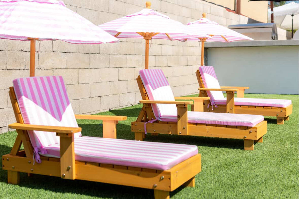 Kids Light Pink & White Striped Chaise Lounge