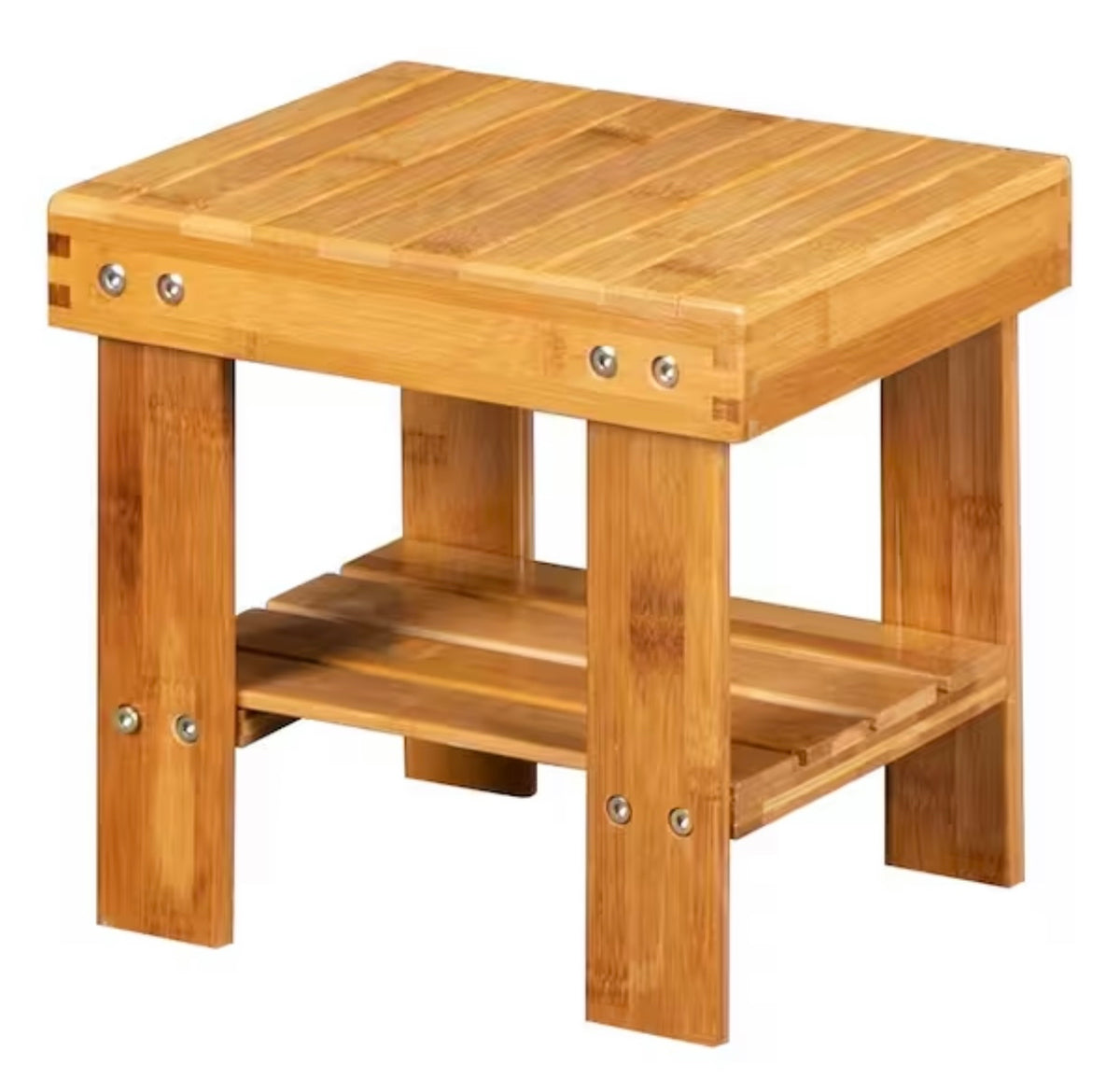 Kids Brown Wood Square Bench