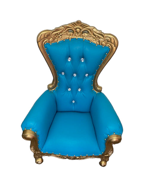 Kids Teal/Gold Royal Throne Chair