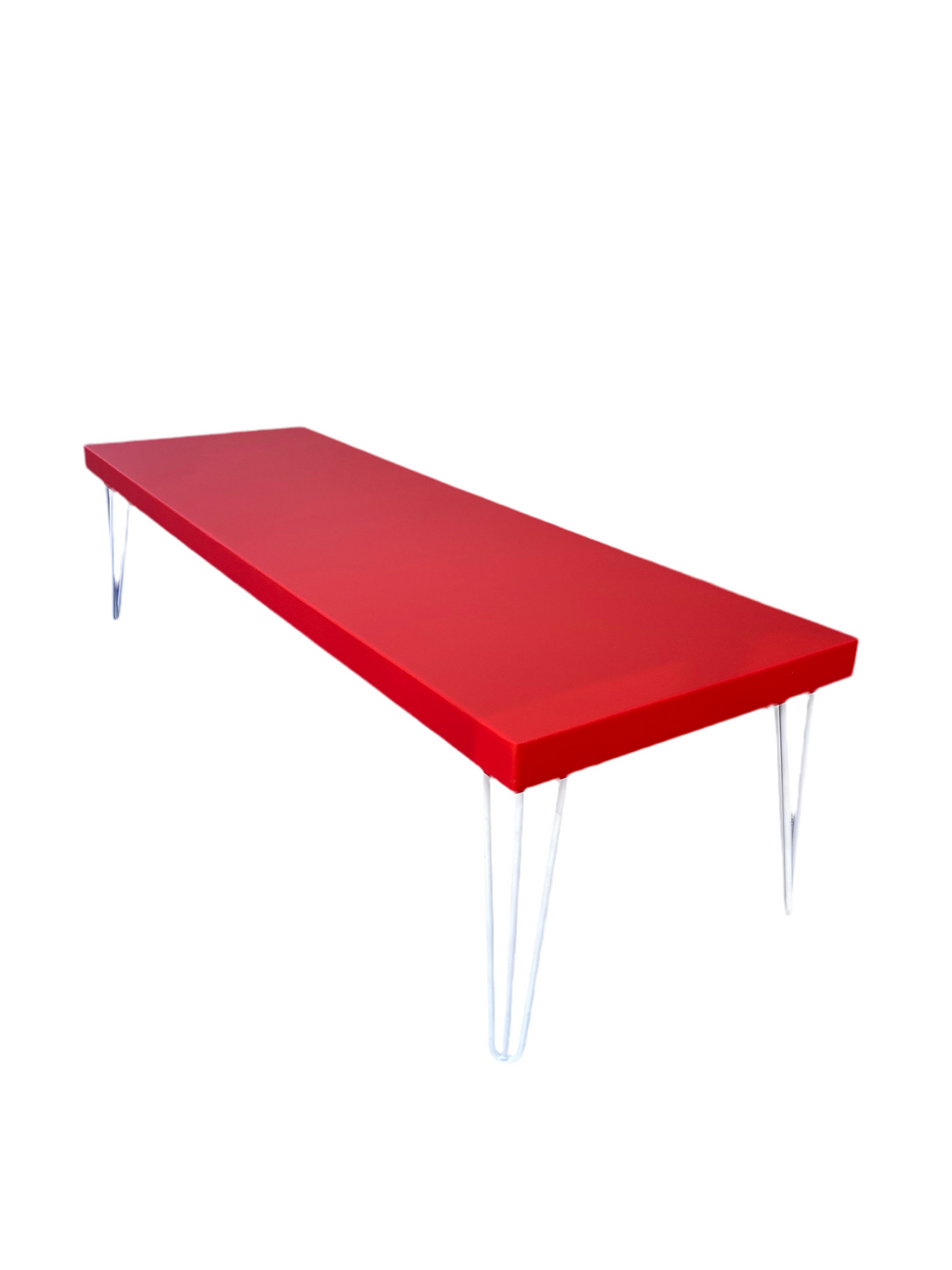 Kids Modern Red Table With White Metal Legs