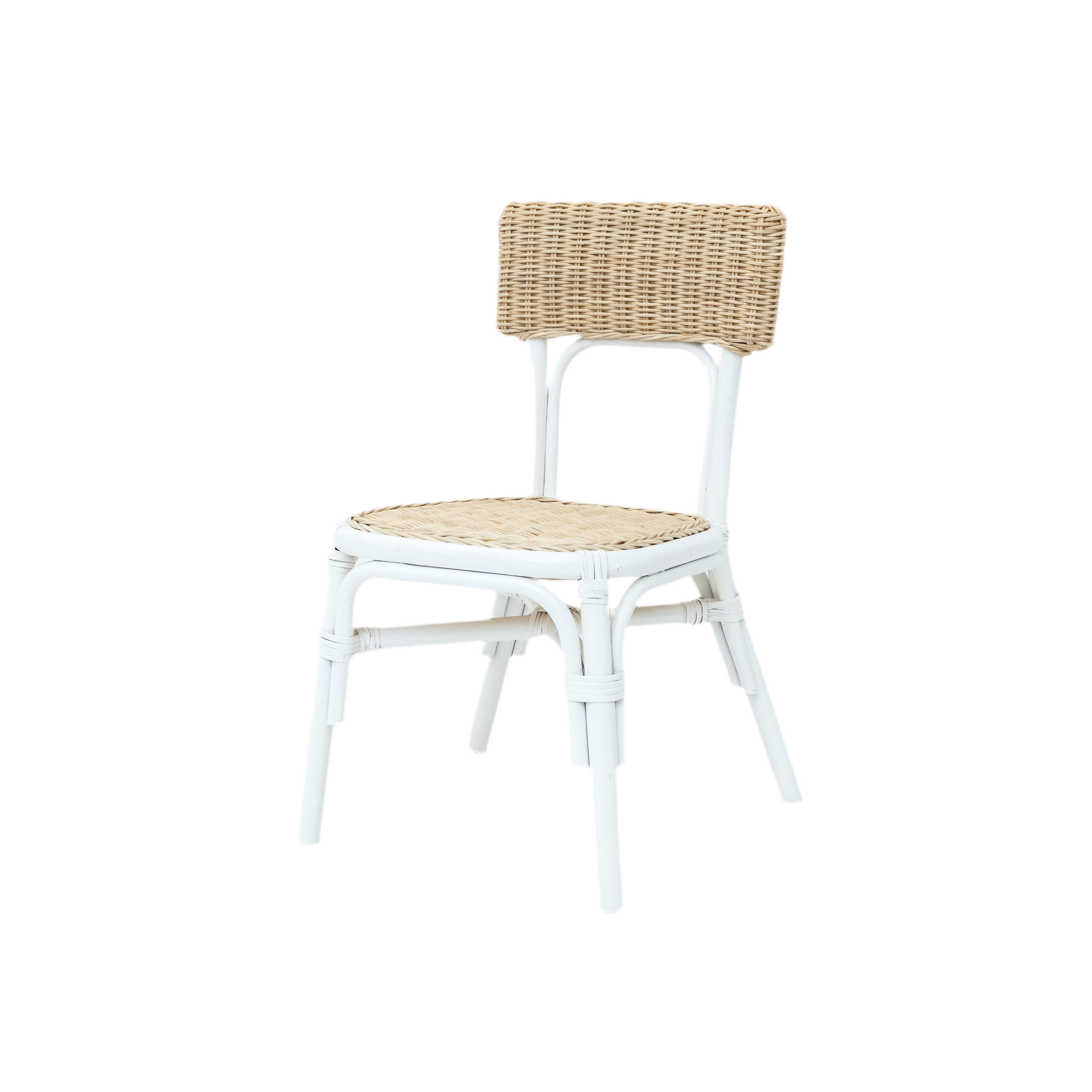 Kids White Bamboo Rattan Chair