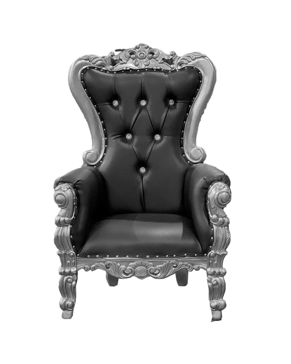 Kids Black/Silver Royal Throne Chair