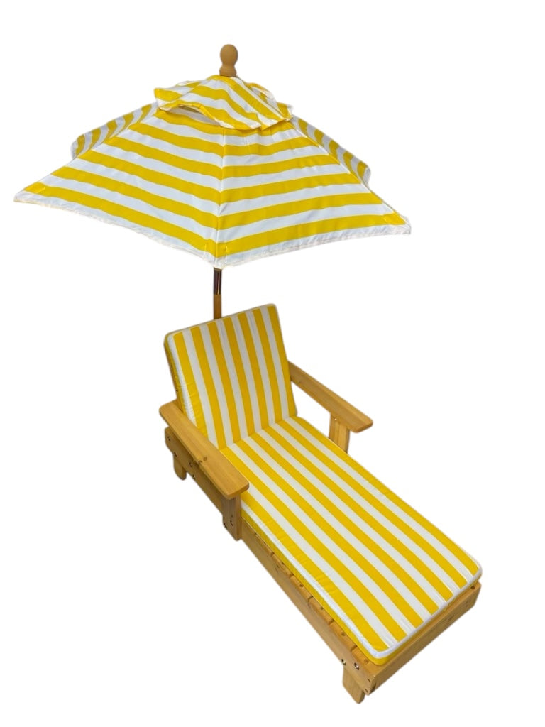 Kids Yellow & White Striped Chaise Lounge