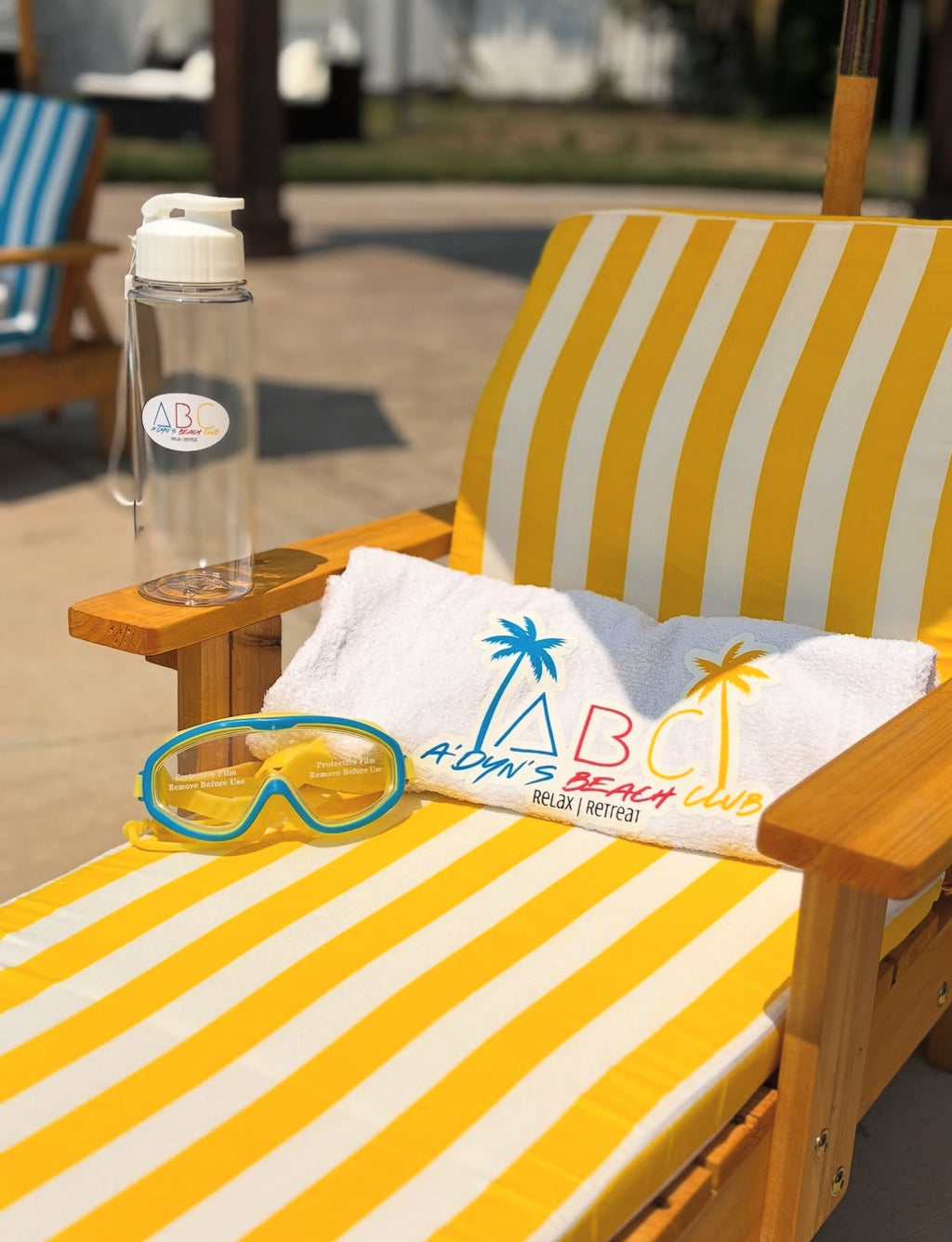 Kids Yellow & White Striped Chaise Lounge