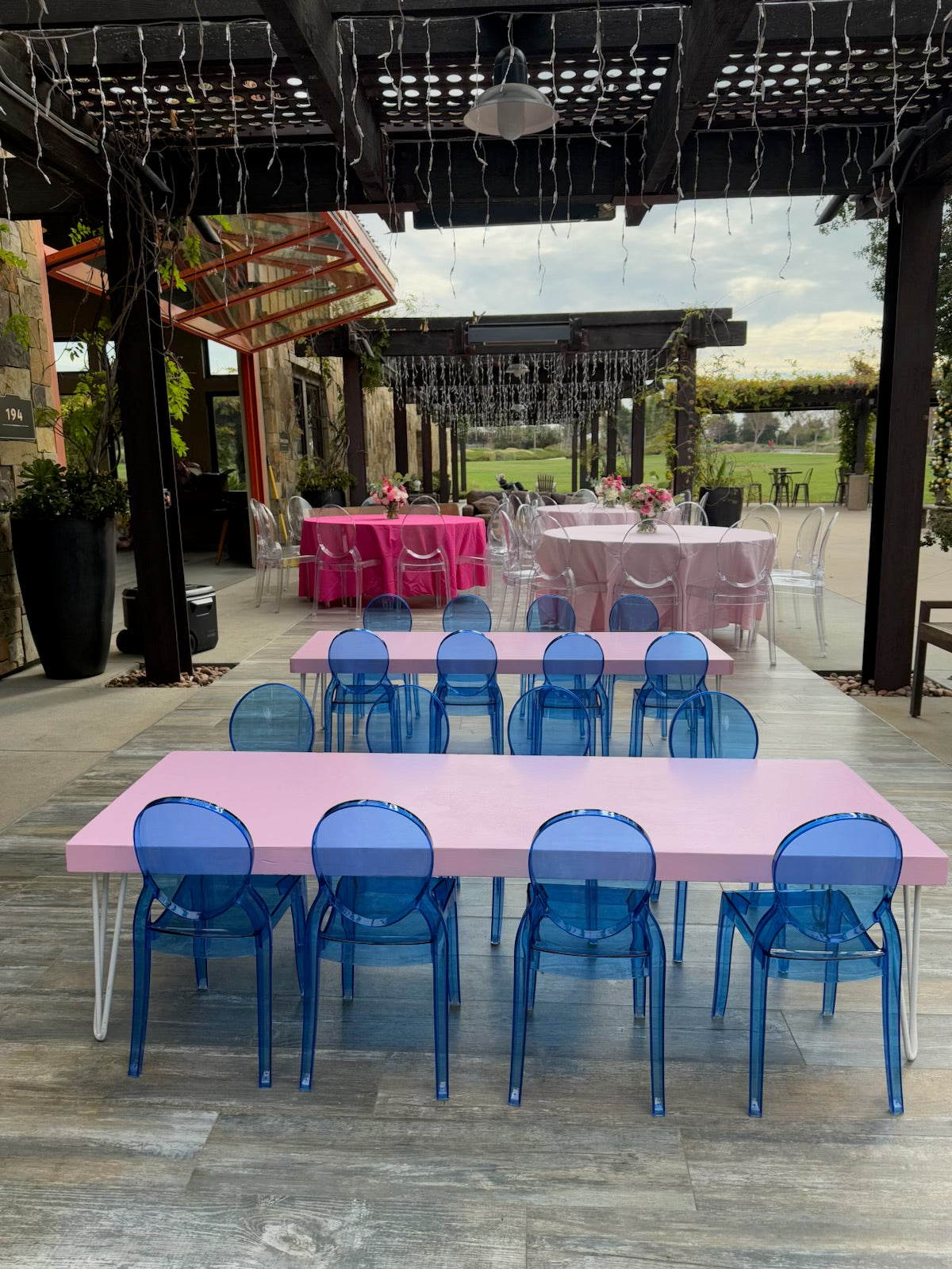 Kids Modern Light Pink Table With White Metal Legs