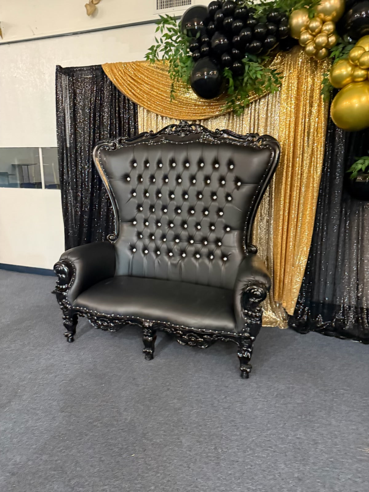 Adult Double All Black Royal Throne Sofa