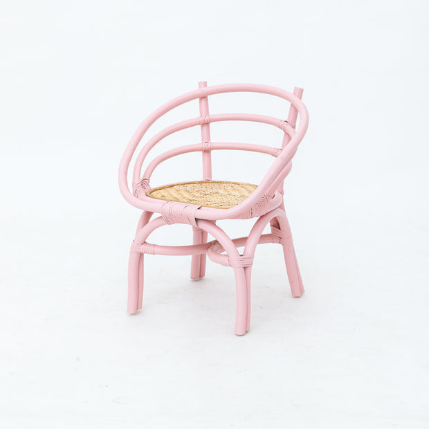 Kids Light Pink Round Rattan Chair