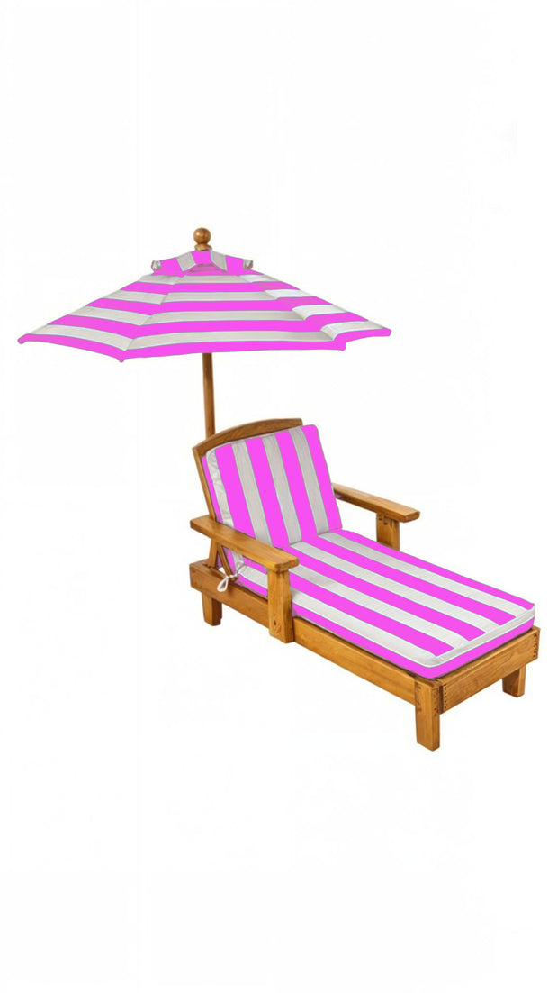 Kids Light Pink & White Striped Chaise Lounge