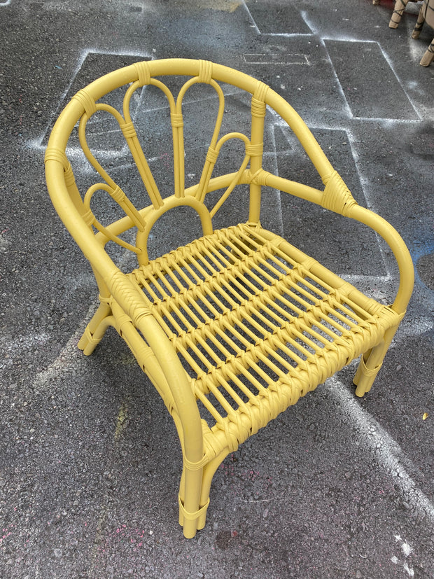 Kids Yellow Flower Rattan Chair