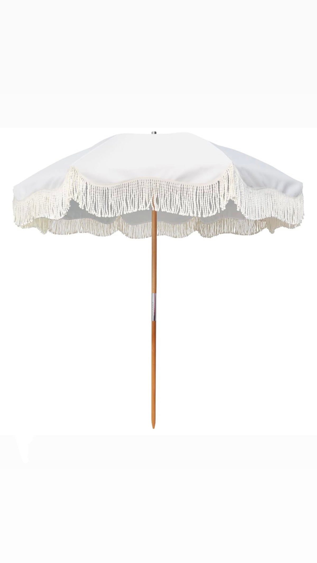 All White Umbrella & White Fringe With Base