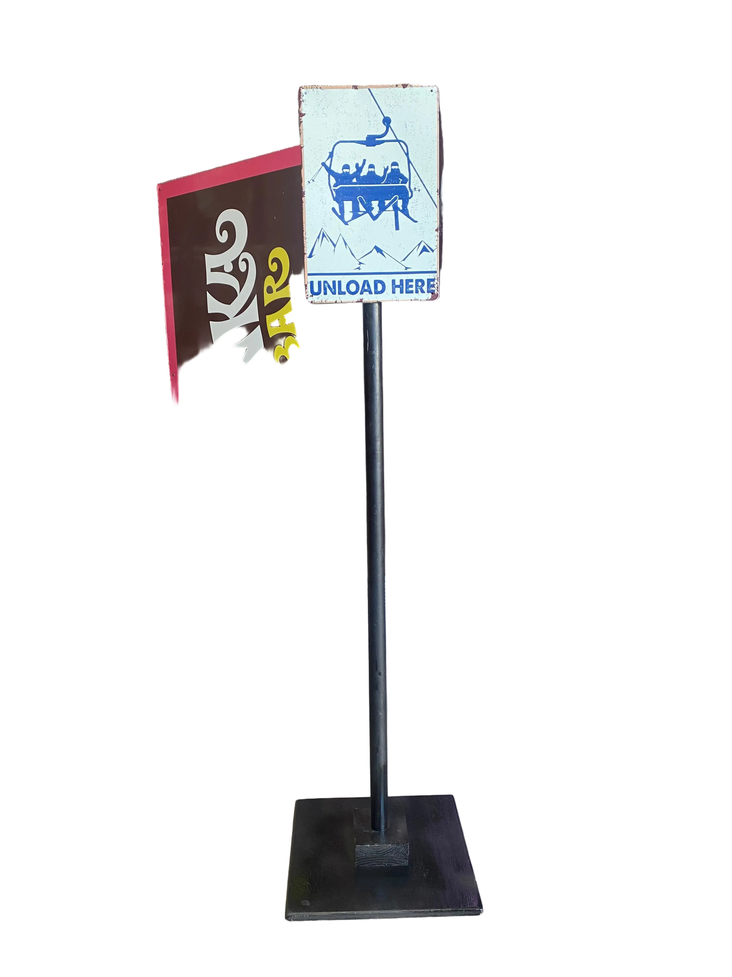 Unload Here Ski Sign