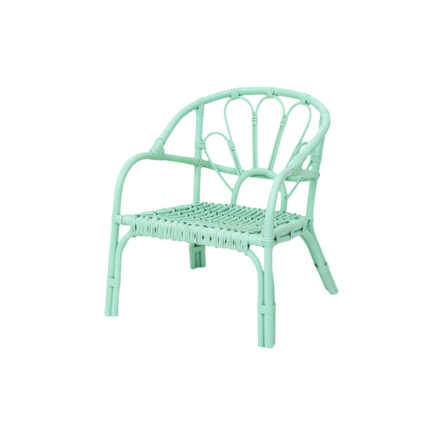 Kids Teal Flower Rattan Chair