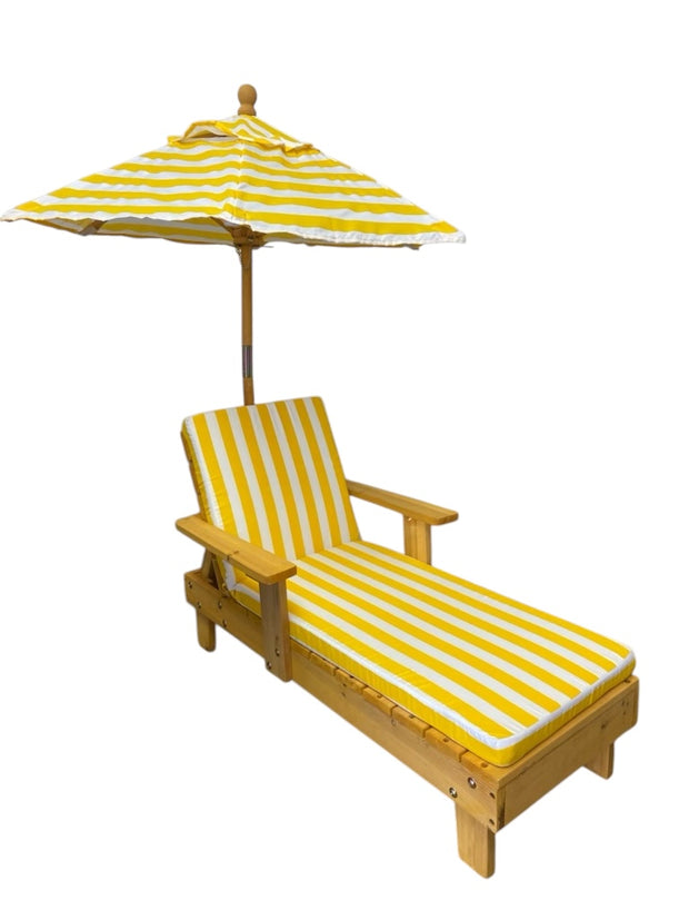 Kids Yellow & White Striped Chaise Lounge