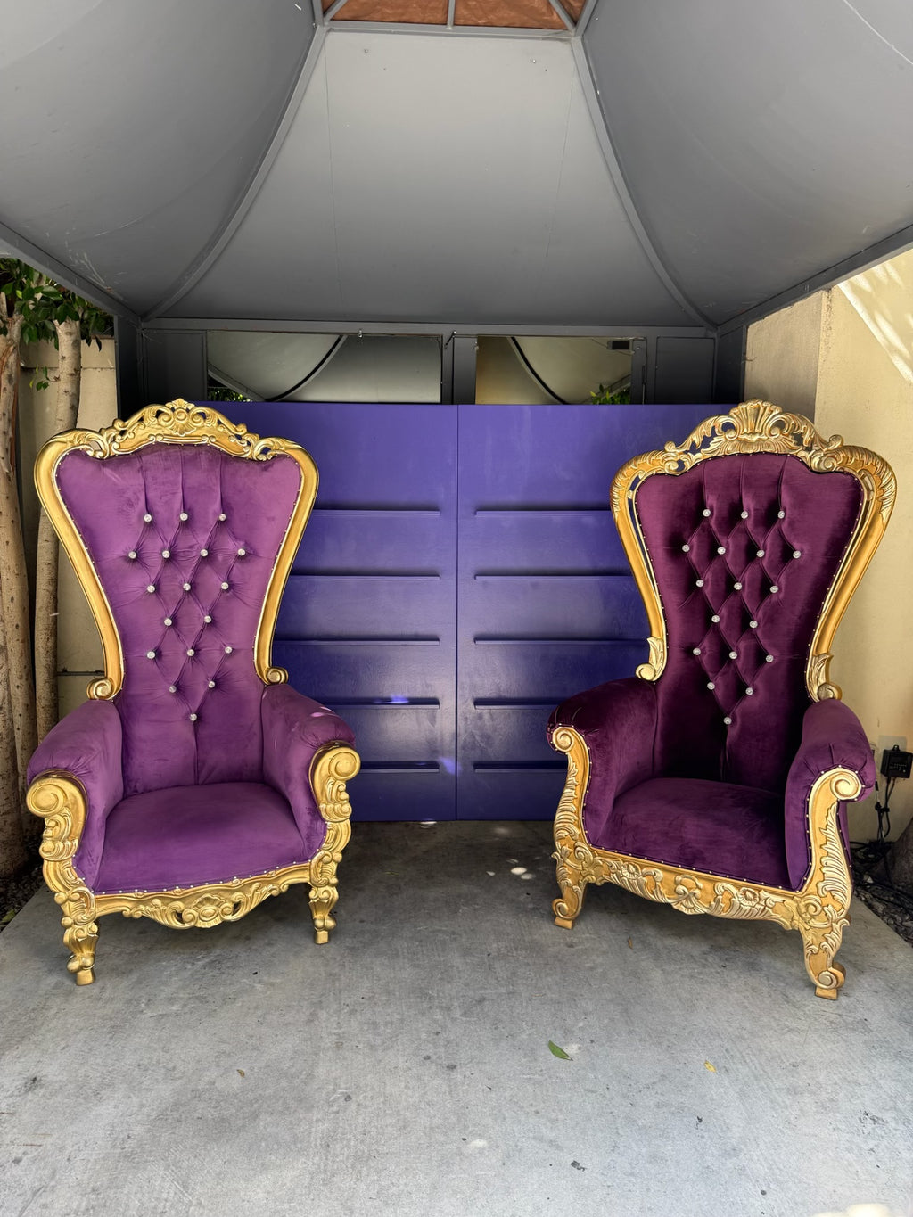 Adult Purple/Gold Royal Throne Chair