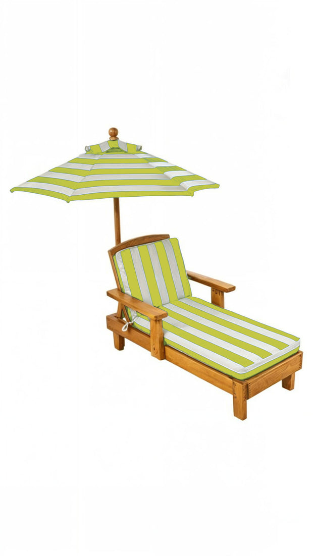 Kids Yellow & White Striped Chaise Lounge