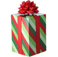 Green Striped Gift Box & Red Bow