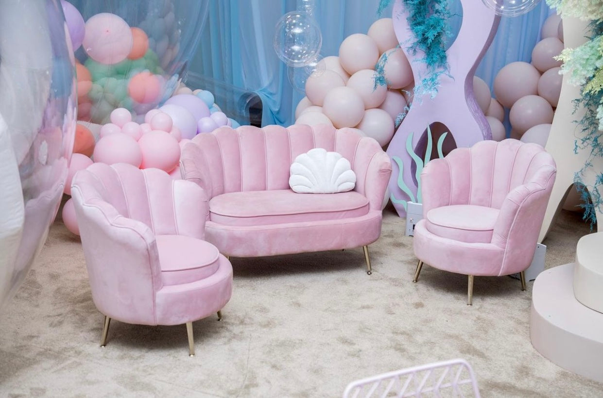 Kids Light Pink Seashell Loveseat Sofa