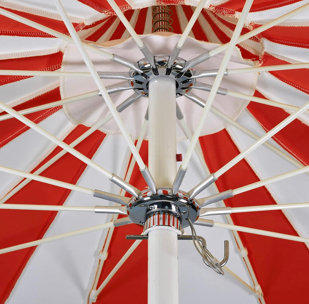 Large Red & White Umbrella With Base