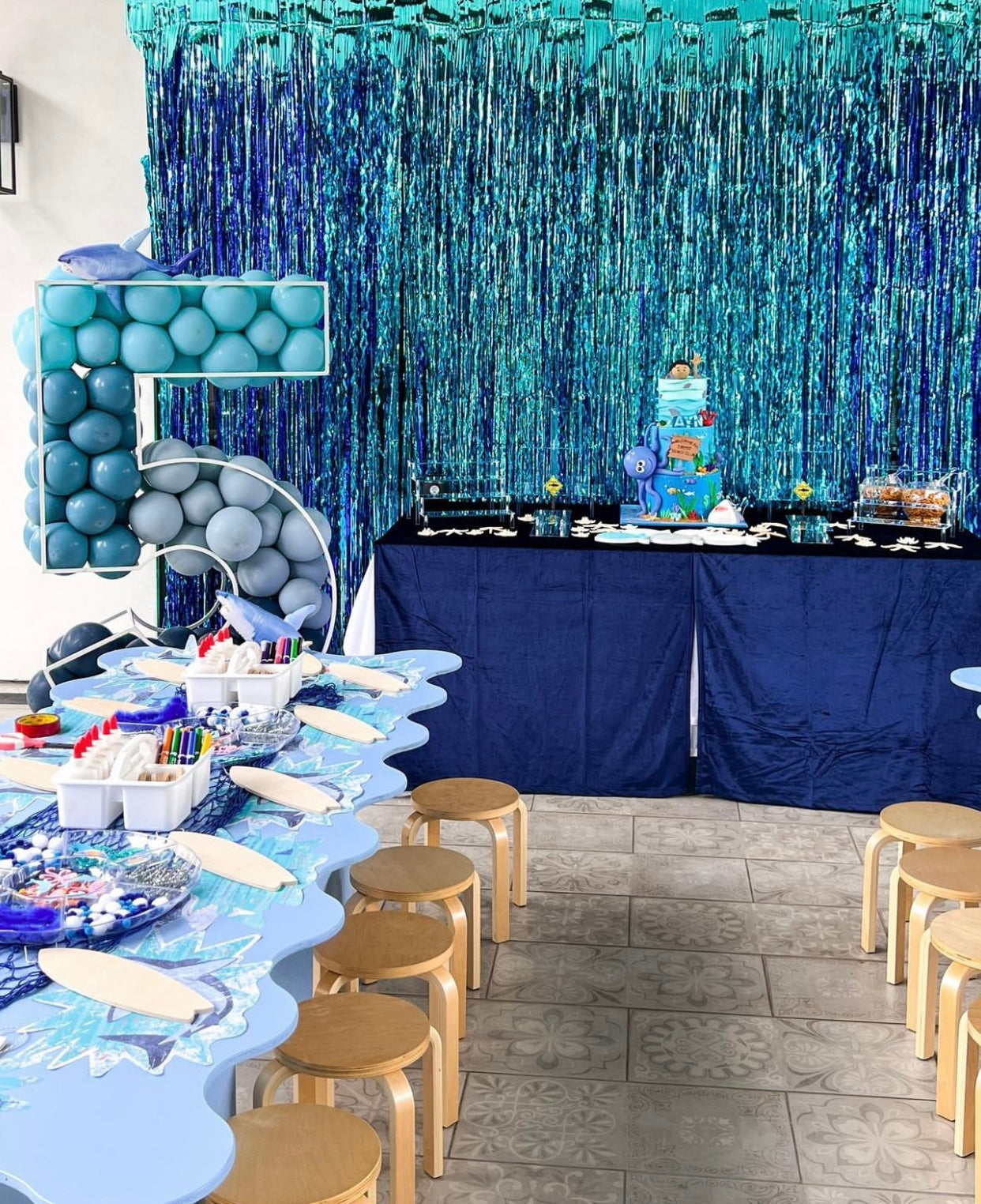 Kids Light Blue Wavy Table