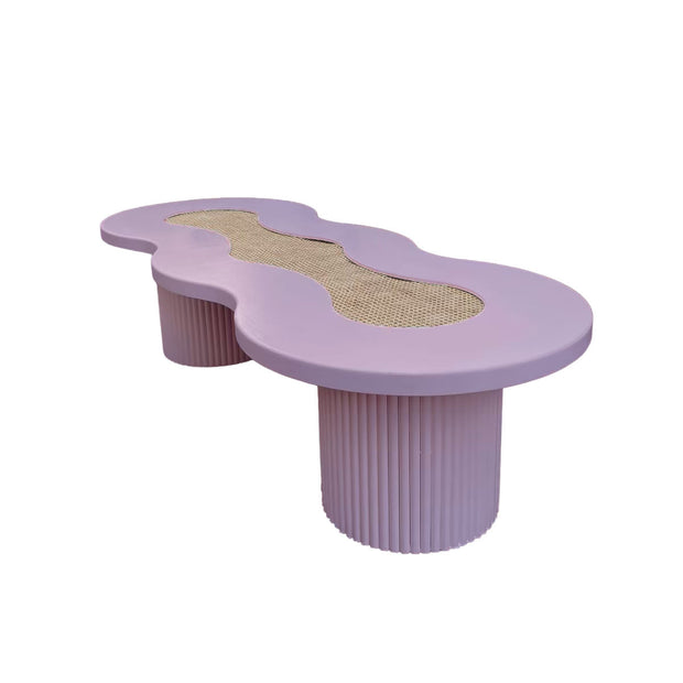 Kids Light Pink Rattan Wavy Table