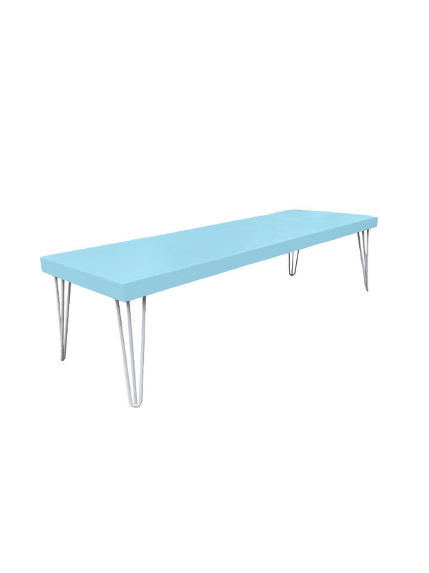 Kids Modern Light Blue Table With White Metal Legs