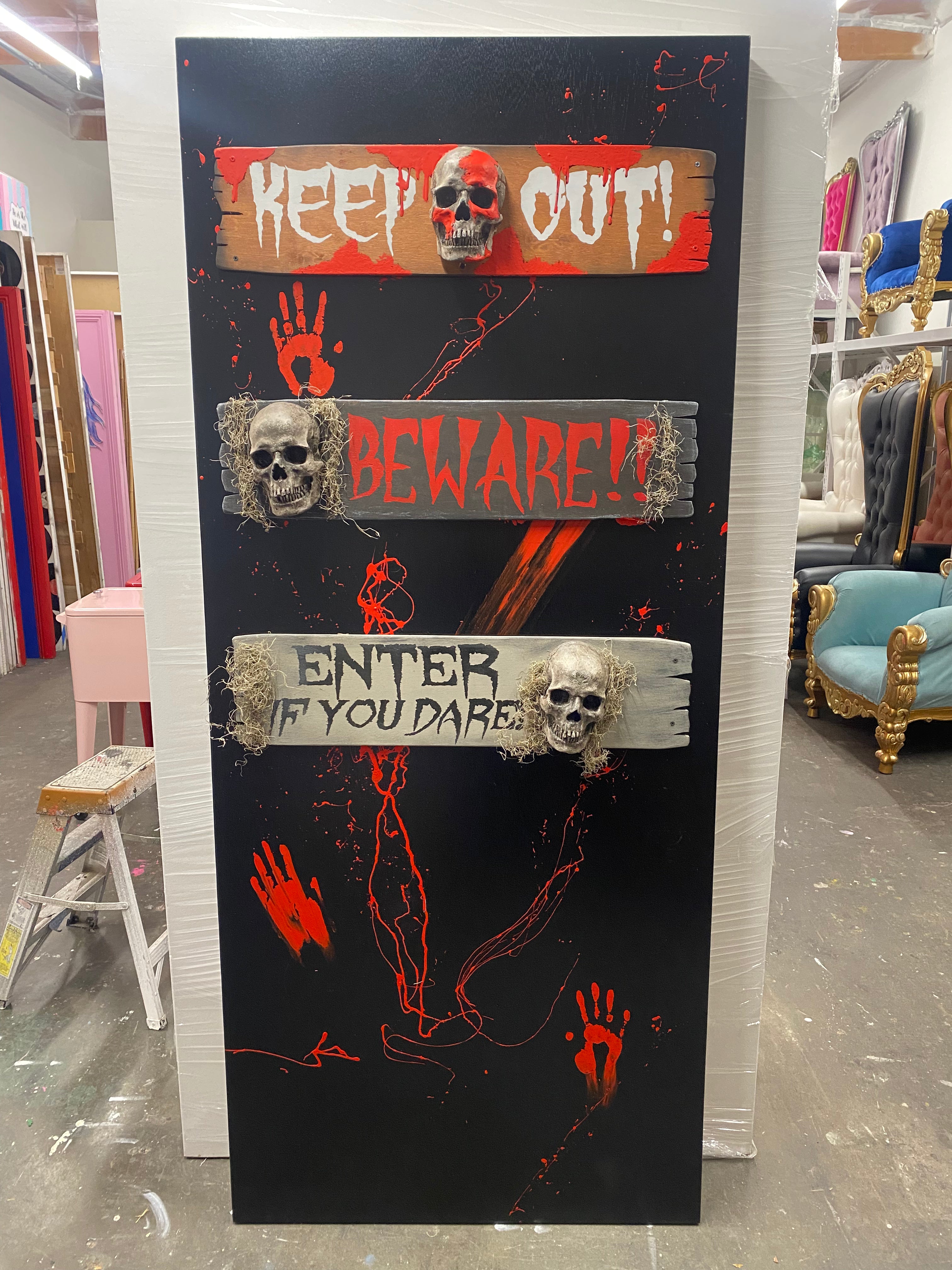 Go Away Halloween Backdrop