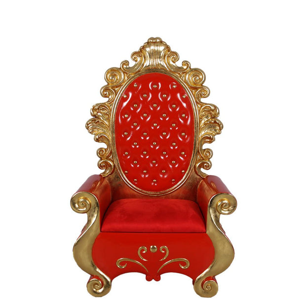 Adult Red & Gold Santa Leather Throne Chair